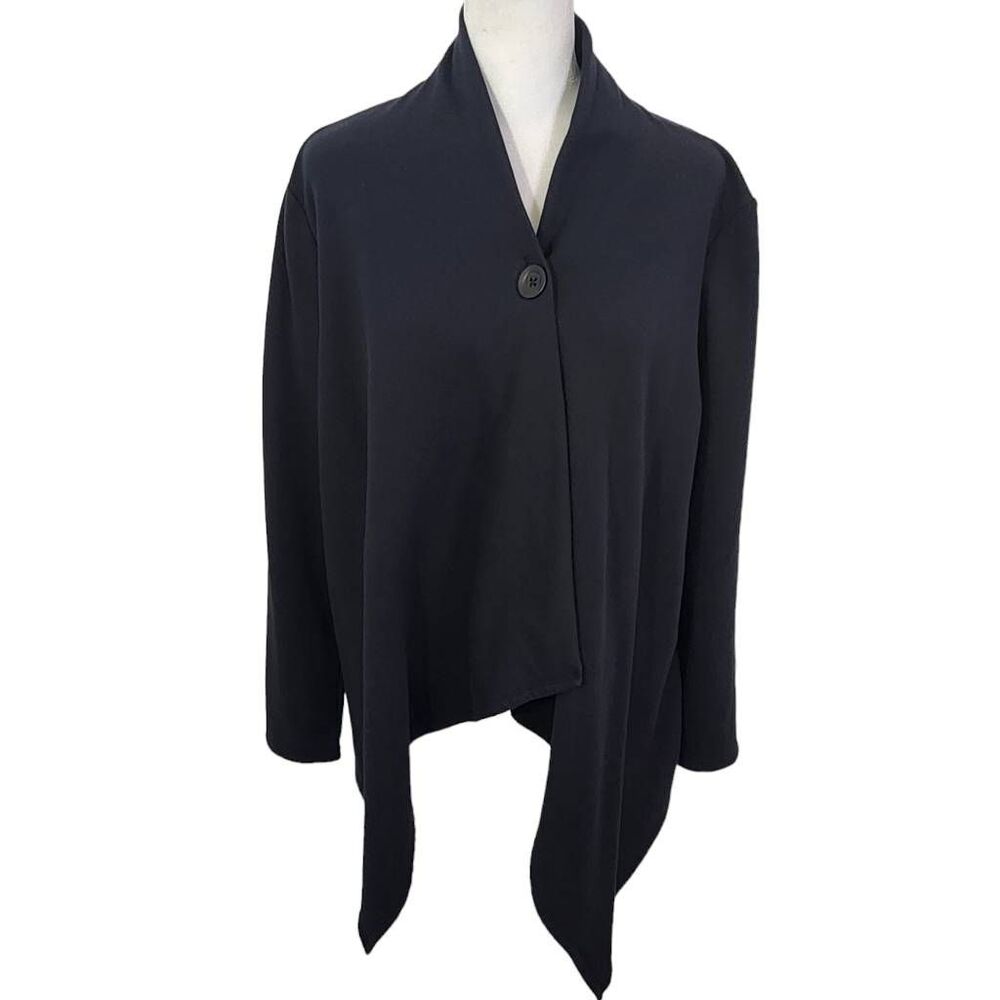 D&Co. Black Cardigan Size Small QVC Black Single Button Cardigan